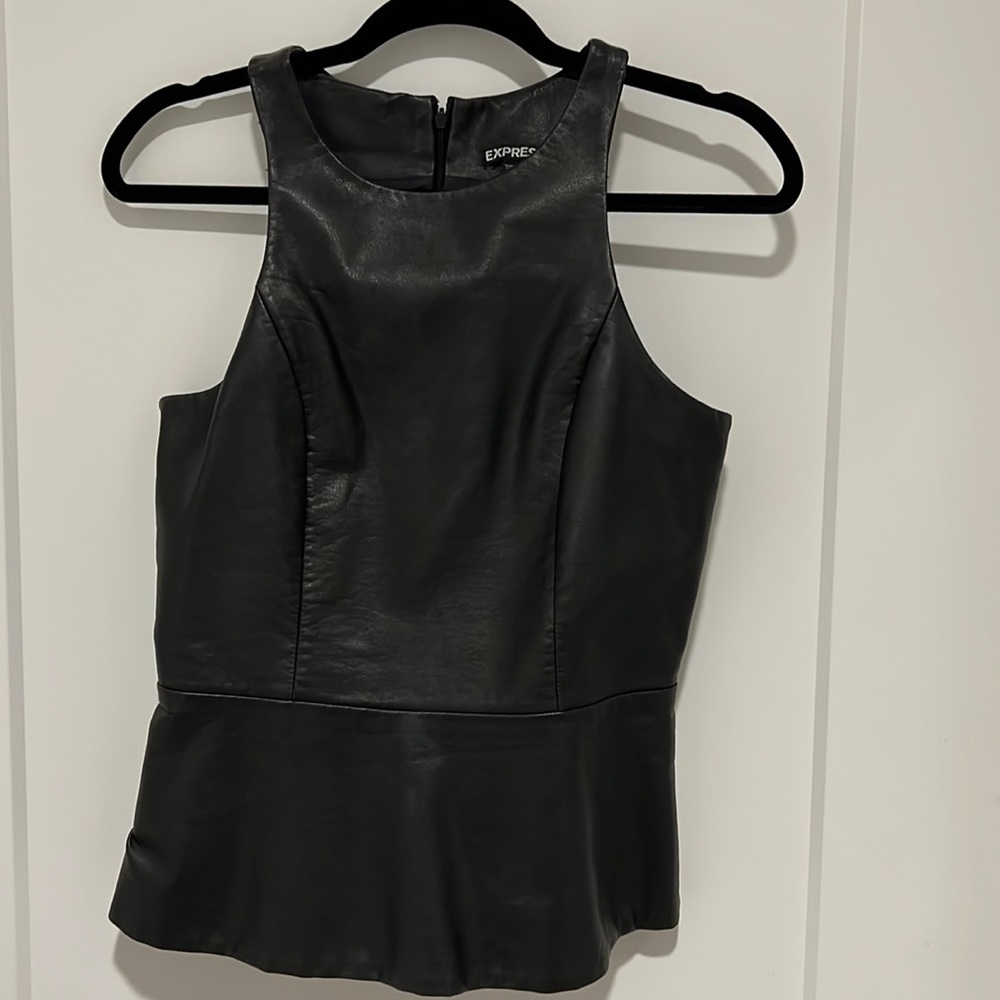 Leather Peplum Top